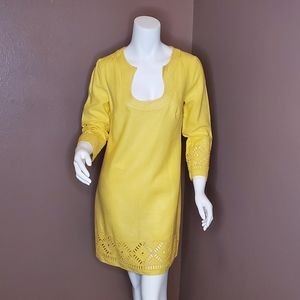 MSSP yellow linen blend shift dress size XS